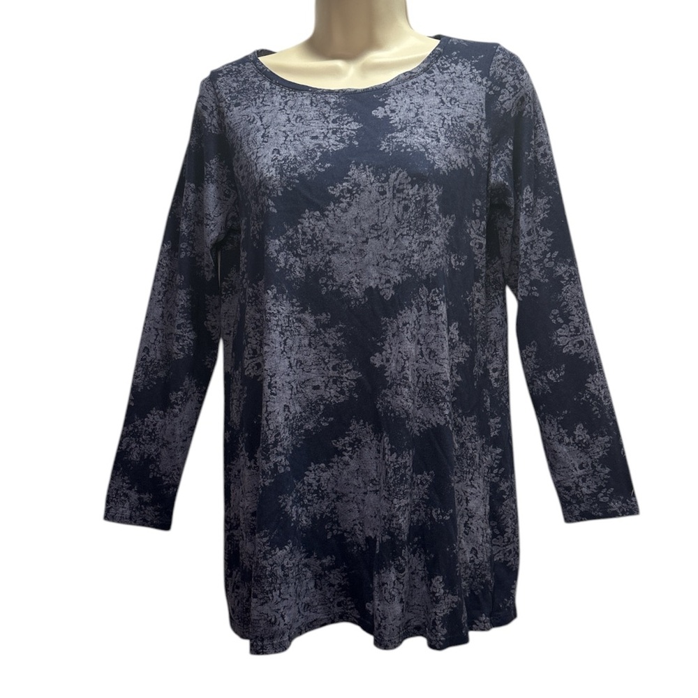 Pure Jill Women's Long sleeves Navy Blue Patterned pullover Top Size S Petite